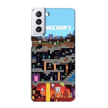 Чехол Майнкрафт на Samsung Galaxy S21 (AlphaPrint) Minecraft (фон Minecraft)