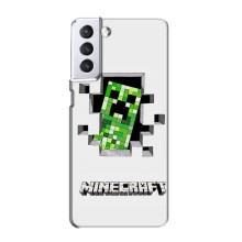 Чехол Майнкрафт на Samsung Galaxy S21 (AlphaPrint) Minecraft (крипер Майнкрафт)