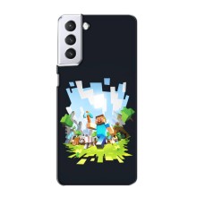 Чехол Майнкрафт на Samsung Galaxy S21 (AlphaPrint) Minecraft (персонажи Minecraft)