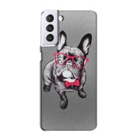 Чехол (ТПУ) Милые собачки для Samsung Galaxy S21 (Бульдог в очках)