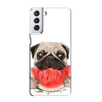 Чехол (ТПУ) Милые собачки для Samsung Galaxy S21 – Смешной Мопс