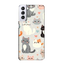 Чехол с рисунком кот на Samsung Galaxy S21 (Коллаж котов)