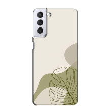 Силиконовый чехол с принтом в цветах на Samsung Galaxy S21 – Монстера зелёная