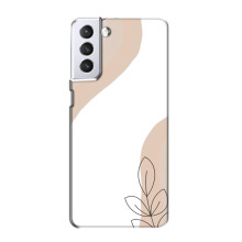 Силиконовый чехол с принтом в цветах на Samsung Galaxy S21 – Нюдовый дизайн