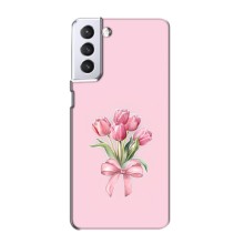 Чехол с розовым рисунком для Samsung Galaxy S21 (Букет цветов)
