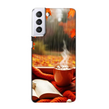 Чехол с уникальным дизайном «Осень с кофе» для Samsung Galaxy S21 – Кофе и дождь