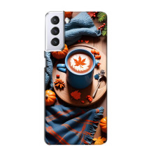 Чехол с уникальным дизайном «Осень с кофе» для Samsung Galaxy S21 – Кофе и тыквы