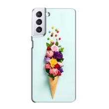 Чехлы с тематикой "ЦВЕТЫ" на Samsung Galaxy S21 (Цветок-мороженное)