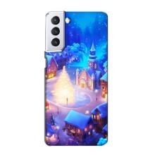 Рождественские Чехлы для Samsung Galaxy S21 (VPrint) (Рождественский город)