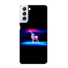 Силиконовый бампер с картинкой животных для Samsung Galaxy S21 (Яркий олень)