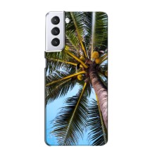 Силиконовый чехол с КАРТИНКАМИ лето для Samsung Galaxy S21 (AlphaPrint) (Пальма)
