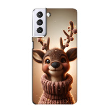 Яскравий чохол для Samsung Galaxy S21 з Зимові Оленята – Олень в светрі