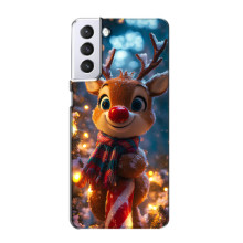 Яскравий чохол для Samsung Galaxy S21 з Зимові Оленята – Олень з шарфом