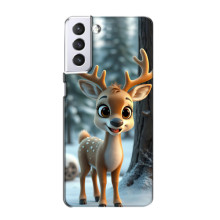 Яскравий чохол для Samsung Galaxy S21 з Зимові Оленята – Оленятко в лісі