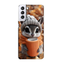 Печатный чехол «Зверята с кофе» для Samsung Galaxy S21