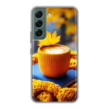 Чехол с уникальным дизайном «Осень с кофе» для Samsung Galaxy S22 Plus – Кофе с жёлтым