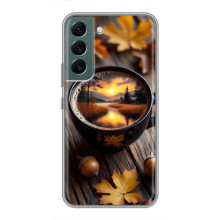 Чехол с уникальным дизайном «Осень с кофе» для Samsung Galaxy S22 Plus – Тёмный кофе