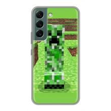 Чехлы для Samsung Galaxy S22 Plus (Персонажи Майн Крафт) (Крипер 2)