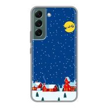 Силиконовый бампер на рождество для Samsung Galaxy S22 Plus (Город в снегу)