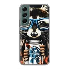 Силиконовый Чехол с Енотами на Samsung Galaxy S22 Plus – Енот в очках