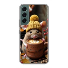 Друкований чохол 'Звірята з кавою' для Samsung Galaxy S22 Plus – Мишка з кавою