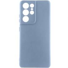 Чехол TPU GETMAN Liquid Silk Full Camera для Samsung Galaxy S22 Ultra – Голубой