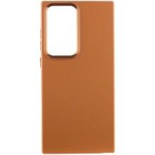 Кожаный чехол Bonbon Leather Metal Style для Samsung Galaxy S22 Ultra (Коричневый)
