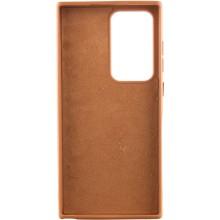 Кожаный чехол Bonbon Leather Metal Style для Samsung Galaxy S22 Ultra – Коричневый