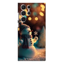 Чехлы на Новый Год Samsung Galaxy S22 Ultra – Снеговик праздничный