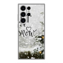 Новогодние, Праздничные Чехлы для Samsung Galaxy S22 Ultra - 2024 год (Let it snow)