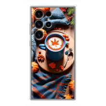 Чехол с уникальным дизайном «Осень с кофе» для Samsung Galaxy S22 Ultra – Кофе и тыквы