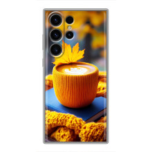 Чехол с уникальным дизайном «Осень с кофе» для Samsung Galaxy S22 Ultra – Кофе с жёлтым