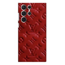 Текстурный Чехол Louis Vuitton для Самсунг Галакси С22 Ультра (Красный ЛВ)