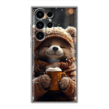 Печатный чехол «Зверята с кофе» для Samsung Galaxy S22 Ultra – Мишка с кофе
