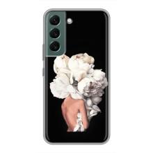 Чехлы (ART) Цветы на Samsung Galaxy S22 (VPrint) (Белые цветы)