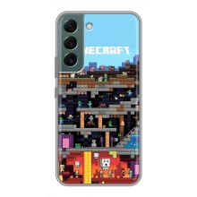 Чехол Майнкрафт на Samsung Galaxy S22 (AlphaPrint) Minecraft (фон Minecraft)