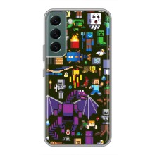 Чехол Майнкрафт на Samsung Galaxy S22 (AlphaPrint) Minecraft (Коллаж Майнкрафт)