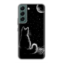 Чехол с принтом для Samsung Galaxy S22 (AlphaPrint) Модные коты (Котик и луна)