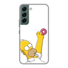 Чехол с Симпсонами для Samsung Galaxy S22 (VPrint) (Гомер с пончиком)