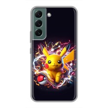 Чехол с Пикачу на Samsung Galaxy S22 (Пикачу с мячом)