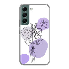 Силиконовый чехол с принтом в цветах на Samsung Galaxy S22 (Фиолетовый букет)