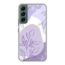 Силиконовый чехол с принтом в цветах на Samsung Galaxy S22 (Фиолетовый дизайн)