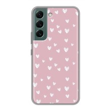 Чехол с розовым рисунком для Samsung Galaxy S22 (Сердечки на розовом)