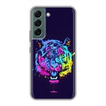 Силиконовый бампер с картинкой животных для Samsung Galaxy S22 (Тигр-Арт)