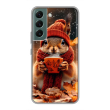 Печатный чехол «Зверята с кофе» для Samsung Galaxy S22 – Белка с кофе
