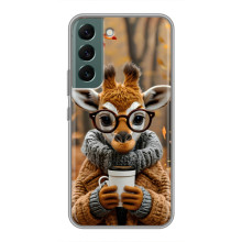 Печатный чехол «Зверята с кофе» для Samsung Galaxy S22 – Жираф с кофе