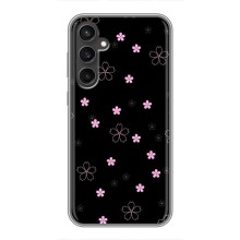 Чехол с розовым рисунком для Samsung Galaxy S23 FE (Розовые цветы на черном)