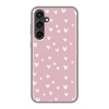 Чехол с розовым рисунком для Samsung Galaxy S23 FE (Сердечки на розовом)