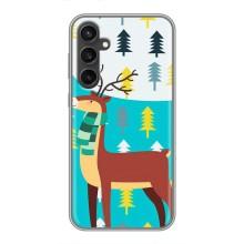 Силиконовый бампер с картинкой животных для Samsung Galaxy S23 FE (Олень с шарфом)