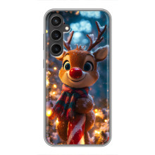 Яркий чехол для Samsung Galaxy S23 FE с Зимними Оленятами – Олень в шарфе